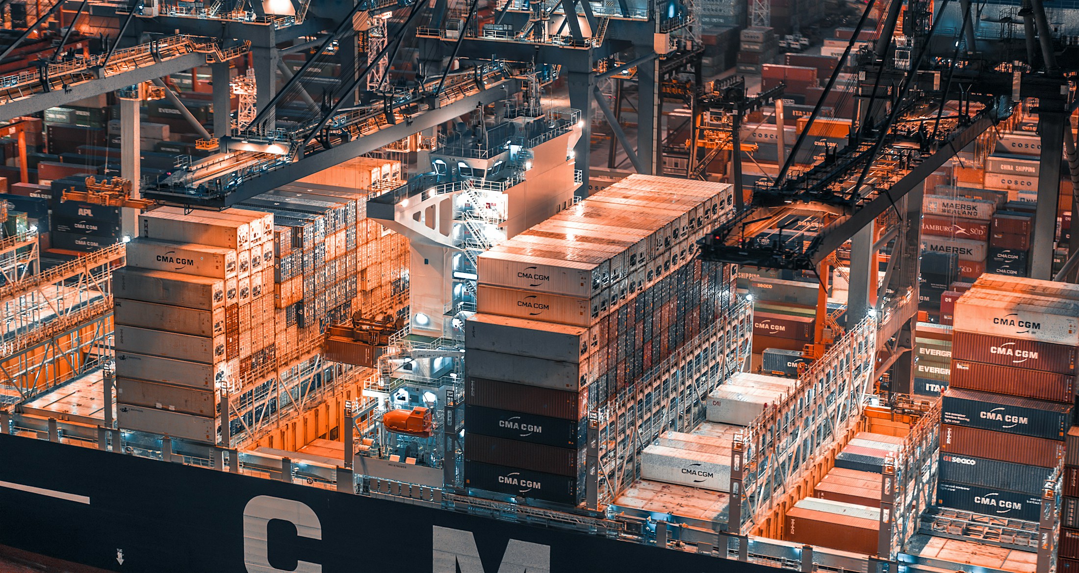 Container handling at a port in Hong Kong, China